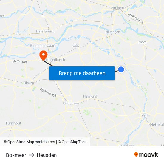 Boxmeer to Heusden map