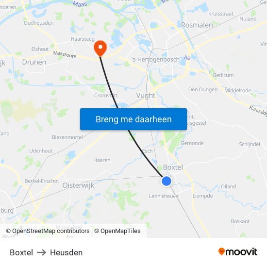 Boxtel to Heusden map