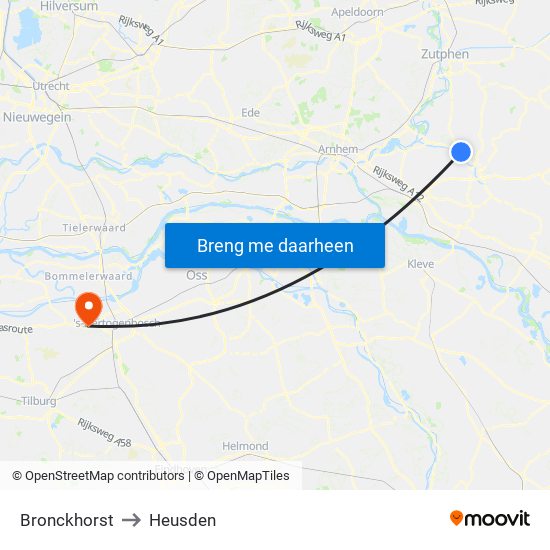 Bronckhorst to Heusden map