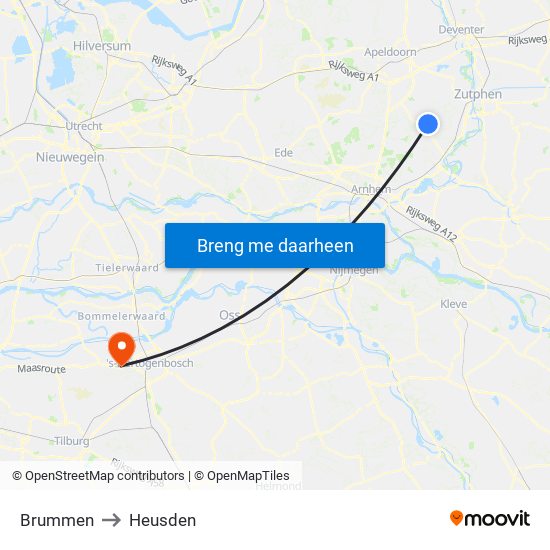 Brummen to Heusden map