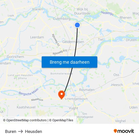 Buren to Heusden map