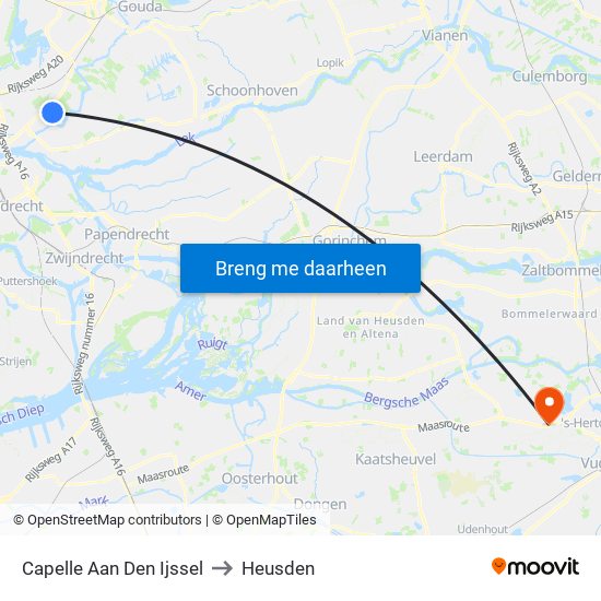 Capelle Aan Den Ijssel to Heusden map