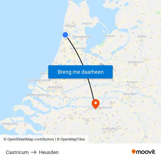 Castricum to Heusden map
