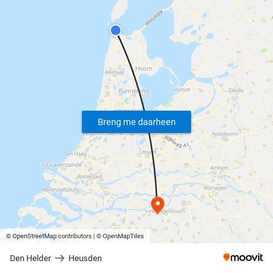 Den Helder to Heusden map