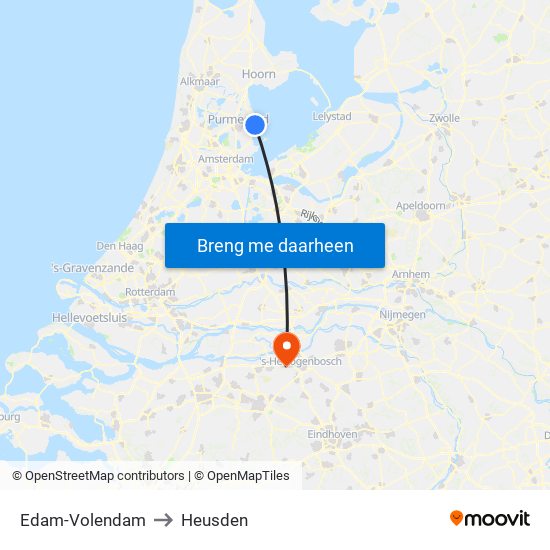 Edam-Volendam to Heusden map