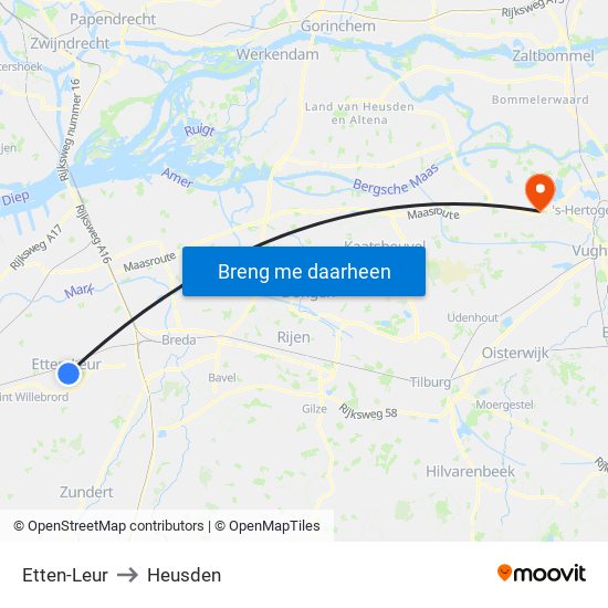 Etten-Leur to Heusden map