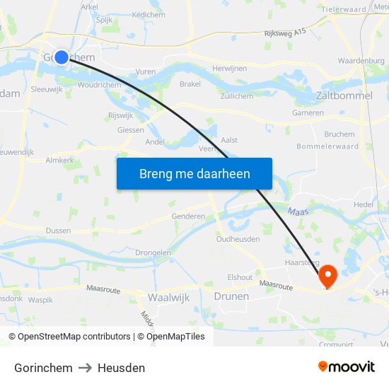 Gorinchem to Heusden map