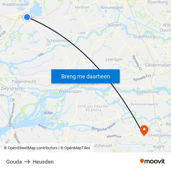 Gouda to Heusden map