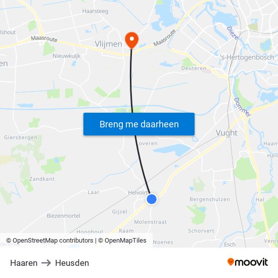 Haaren to Heusden map