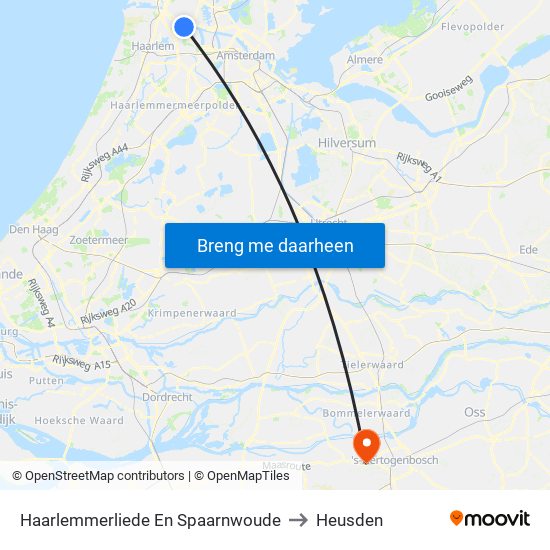 Haarlemmerliede En Spaarnwoude to Heusden map