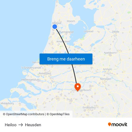 Heiloo to Heusden map