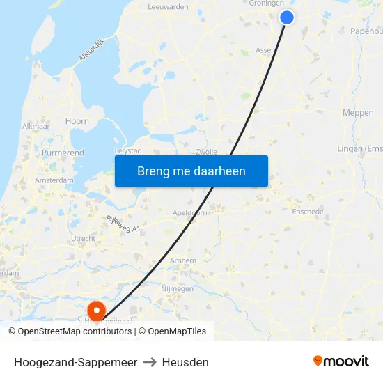 Hoogezand-Sappemeer to Heusden map