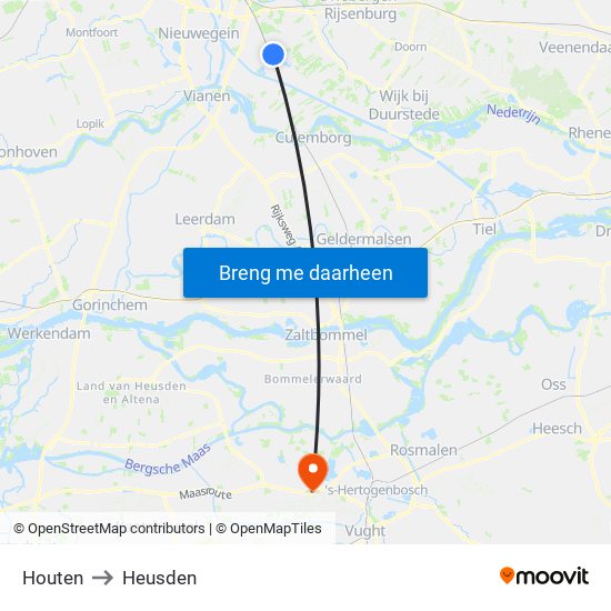 Houten to Heusden map