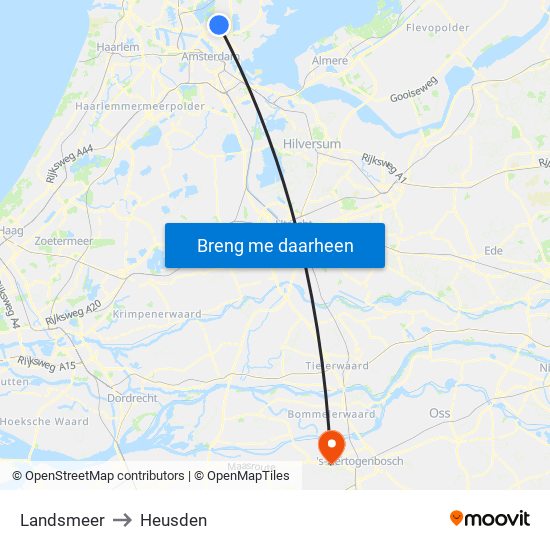 Landsmeer to Heusden map