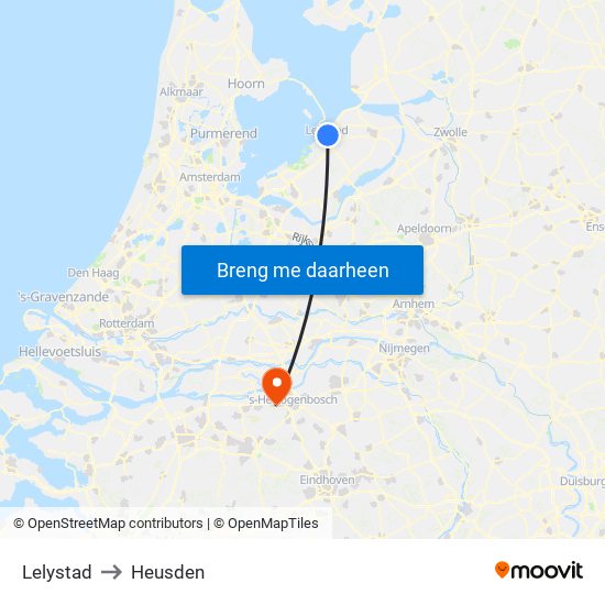 Lelystad to Heusden map