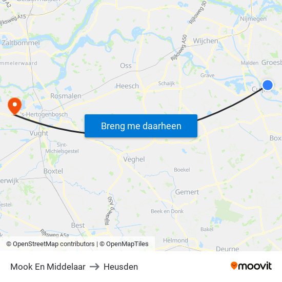 Mook En Middelaar to Heusden map