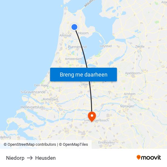 Niedorp to Heusden map