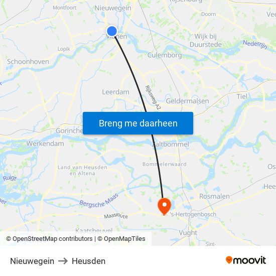 Nieuwegein to Heusden map