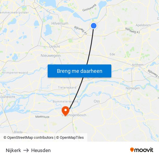 Nijkerk to Heusden map