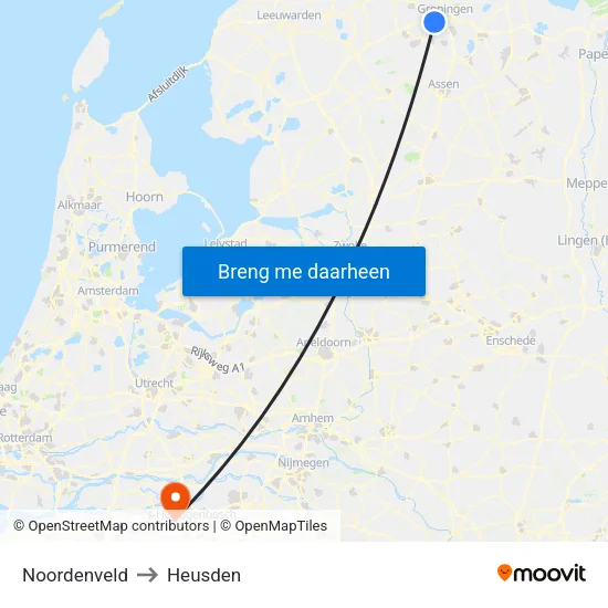Noordenveld to Heusden map
