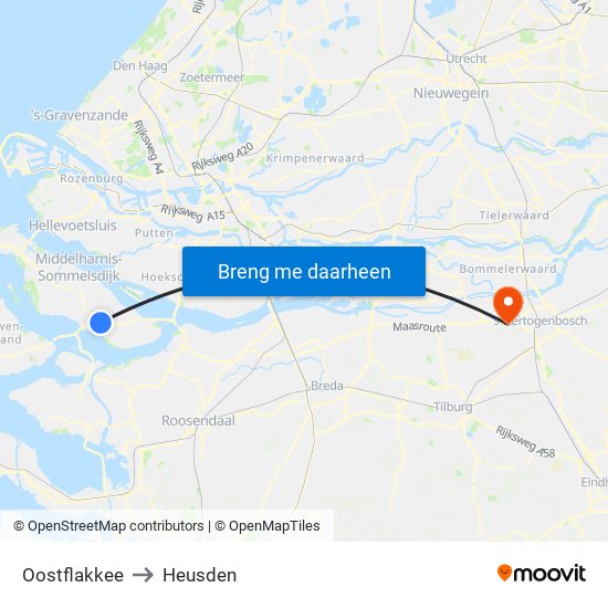 Oostflakkee to Heusden map