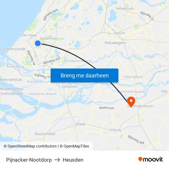 Pijnacker-Nootdorp to Heusden map