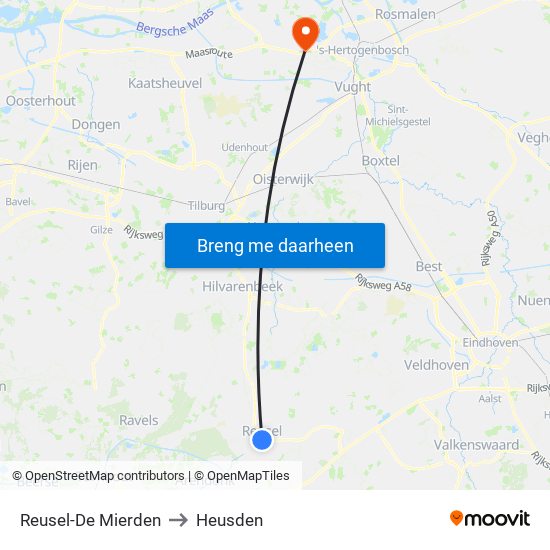 Reusel-De Mierden to Heusden map