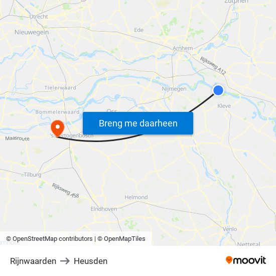 Rijnwaarden to Heusden map