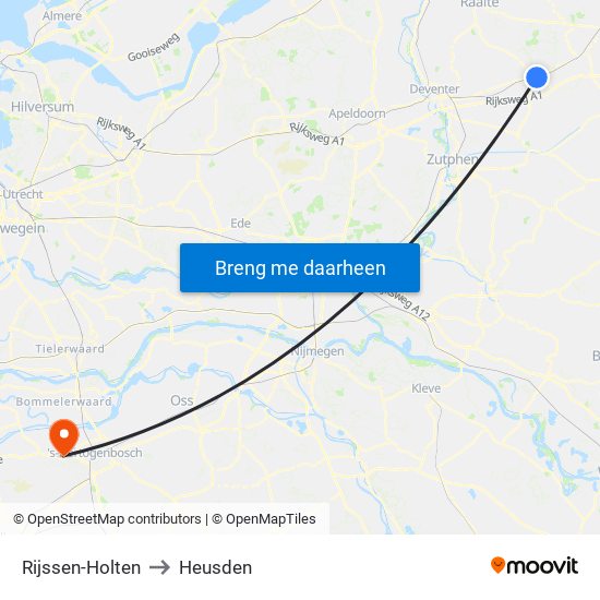 Rijssen-Holten to Heusden map