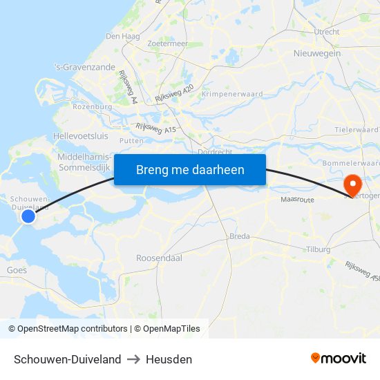 Schouwen-Duiveland to Heusden map