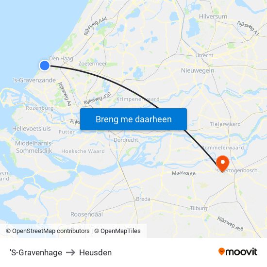 'S-Gravenhage to Heusden map