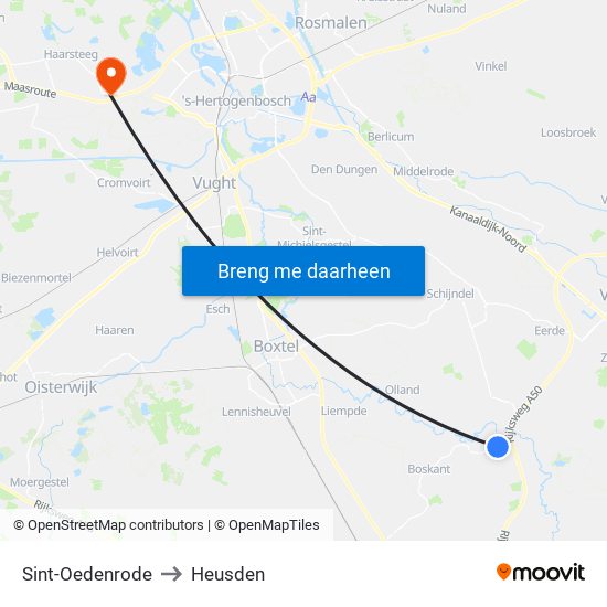 Sint-Oedenrode to Heusden map