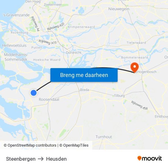Steenbergen to Heusden map