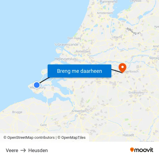 Veere to Heusden map
