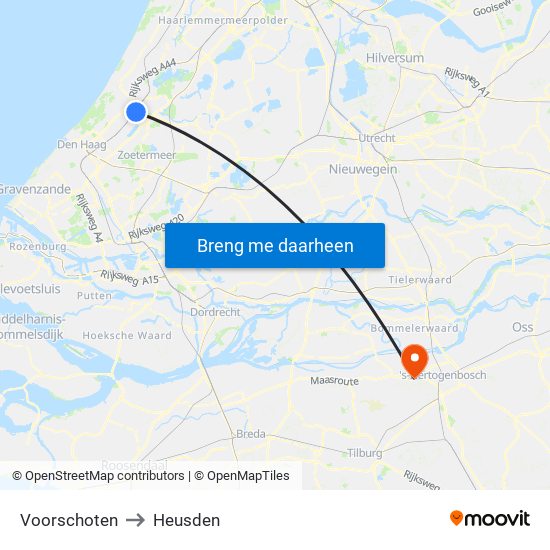 Voorschoten to Heusden map