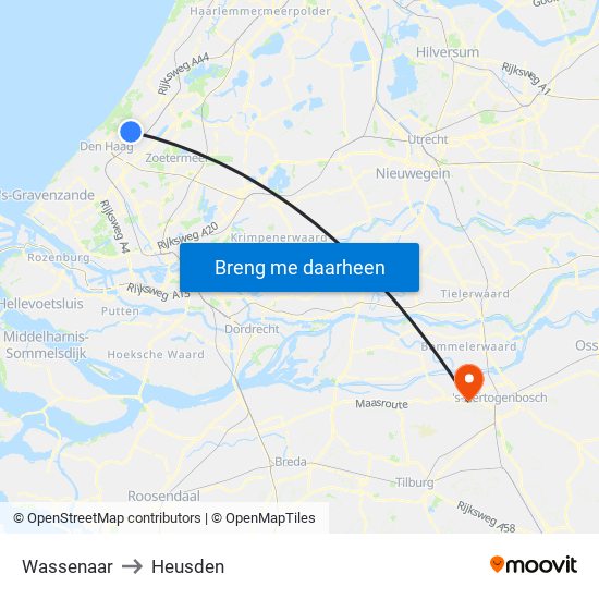 Wassenaar to Heusden map