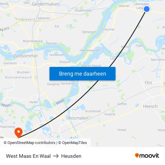 West Maas En Waal to Heusden map