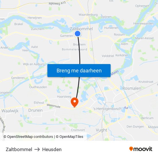 Zaltbommel to Heusden map