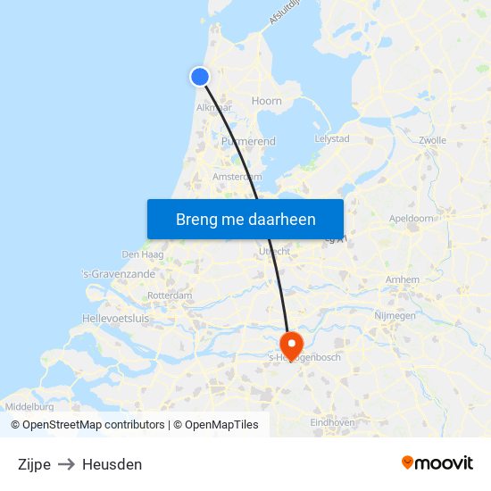 Zijpe to Heusden map