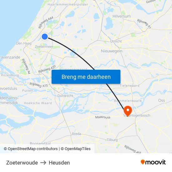 Zoeterwoude to Heusden map