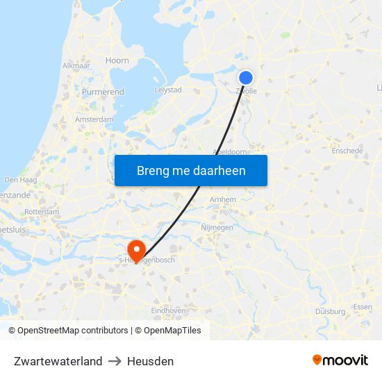 Zwartewaterland to Heusden map