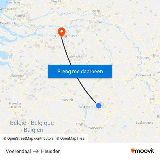 Voerendaal to Heusden map