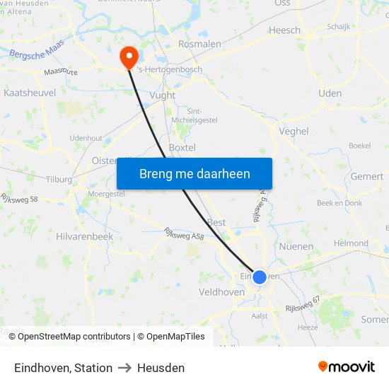 Eindhoven, Station to Heusden map