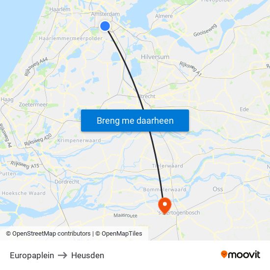 Europaplein to Heusden map