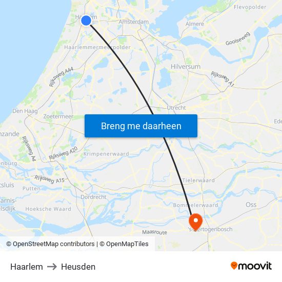 Haarlem to Heusden map