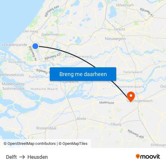 Delft to Heusden map