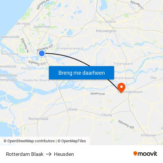 Rotterdam Blaak to Heusden map