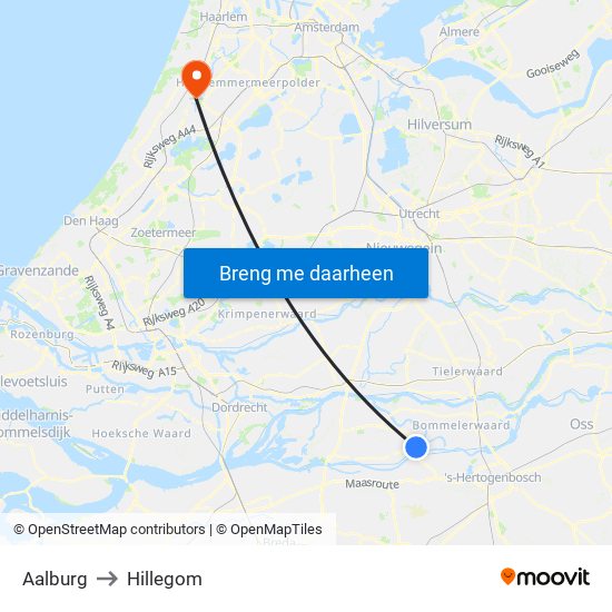 Aalburg to Hillegom map