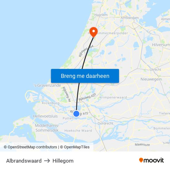 Albrandswaard to Hillegom map