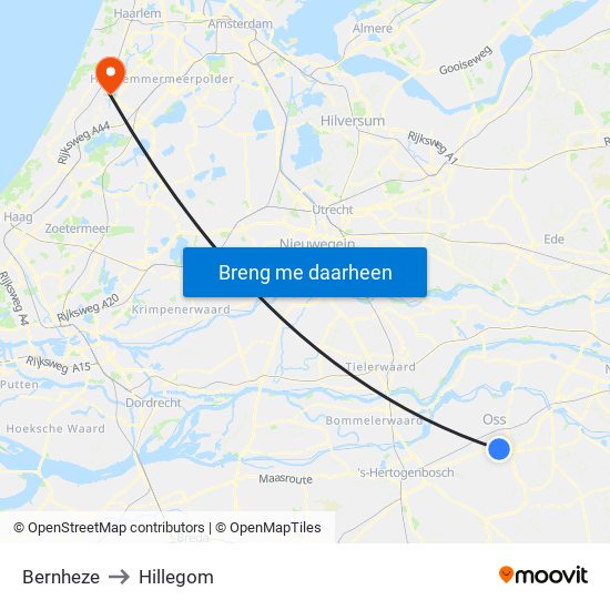 Bernheze to Hillegom map